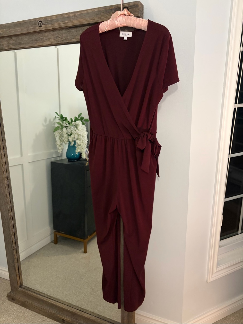 Gilli Wrap-Style Jumpsuit in Burgundy Wine